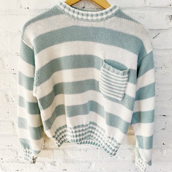 Liz Sport Vintage Striped Cotton Sweater Blue White Size S - Picture 1 of 4